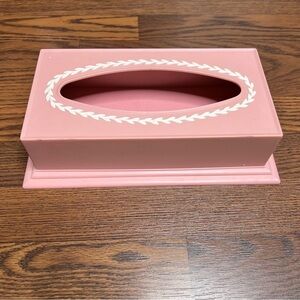 Vintage Pink plastic tissue box cover, Fesco brand holder